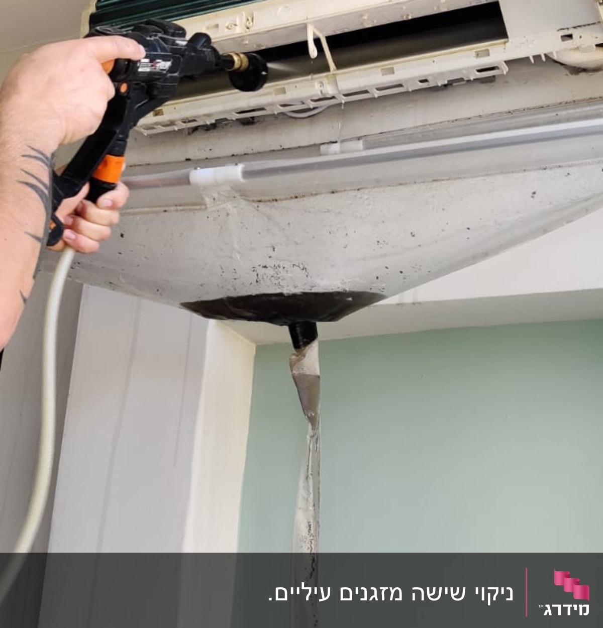 ניקוי מזגן עם מכונת שטיפה בלחץ